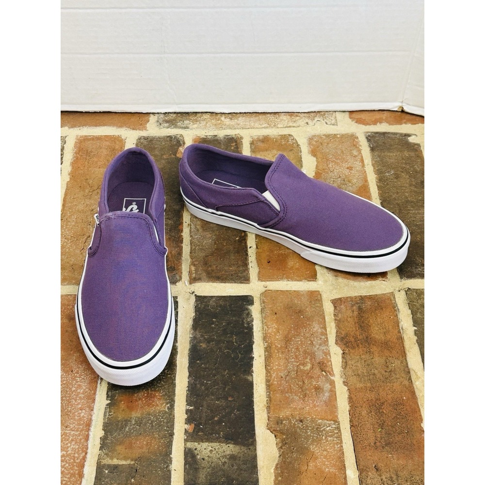 Vans Classic Slip On Purple Shoes Canvas Stretch Boat Comfortable Women's 9